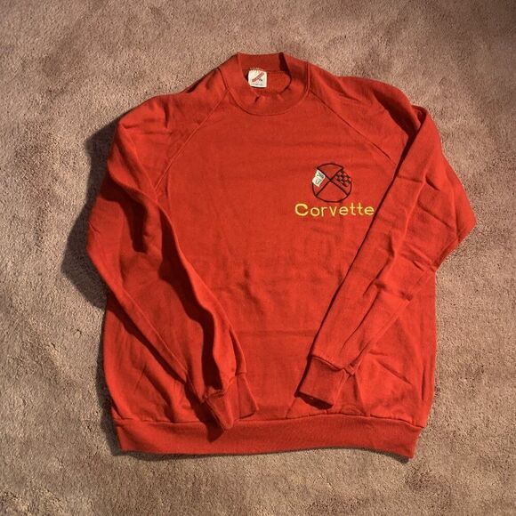 Vintage 90s Jerzees Corvette Red‎ Crewneck - Picture 1 of 3